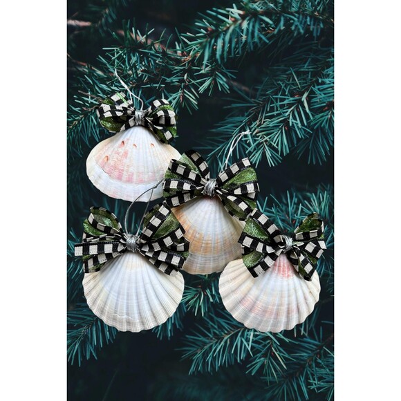 Handmade Seashell Christmas Ornaments – Pig & Hippo Ballerinas, Set of 4 - Picture 4 of 5
